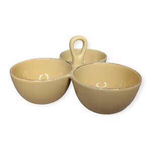 Taste of Home Entertaining Ceramic 3 Bowl Serving Dish w/Handle Dip Relish